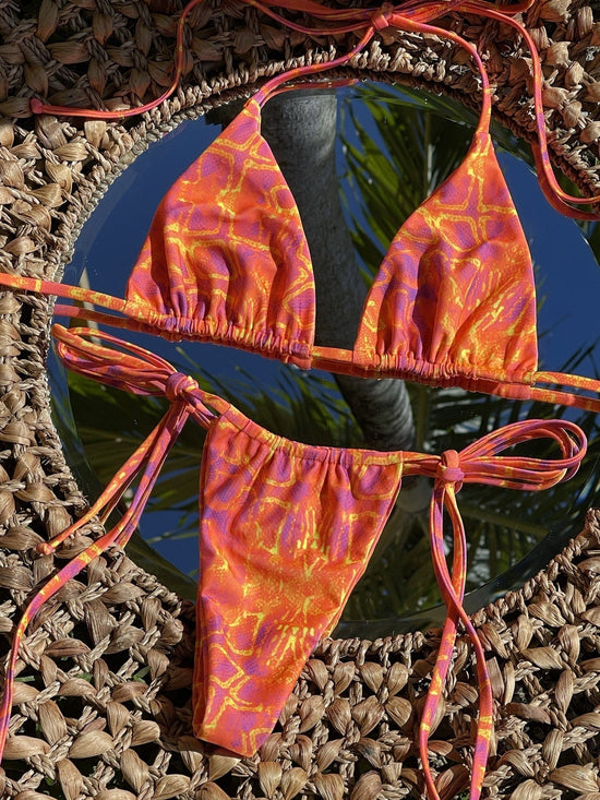 Berry Beachy Swimwear Apparel & Accessories > Clothing > Swimwear Lava Triangle Top & Tie Side Thong G-string Slide Bottom Bikini (Plus Sizes Available) 2024 Sexy Lava Berry Beachy Swimwear Triangle Slide Thong Bikini