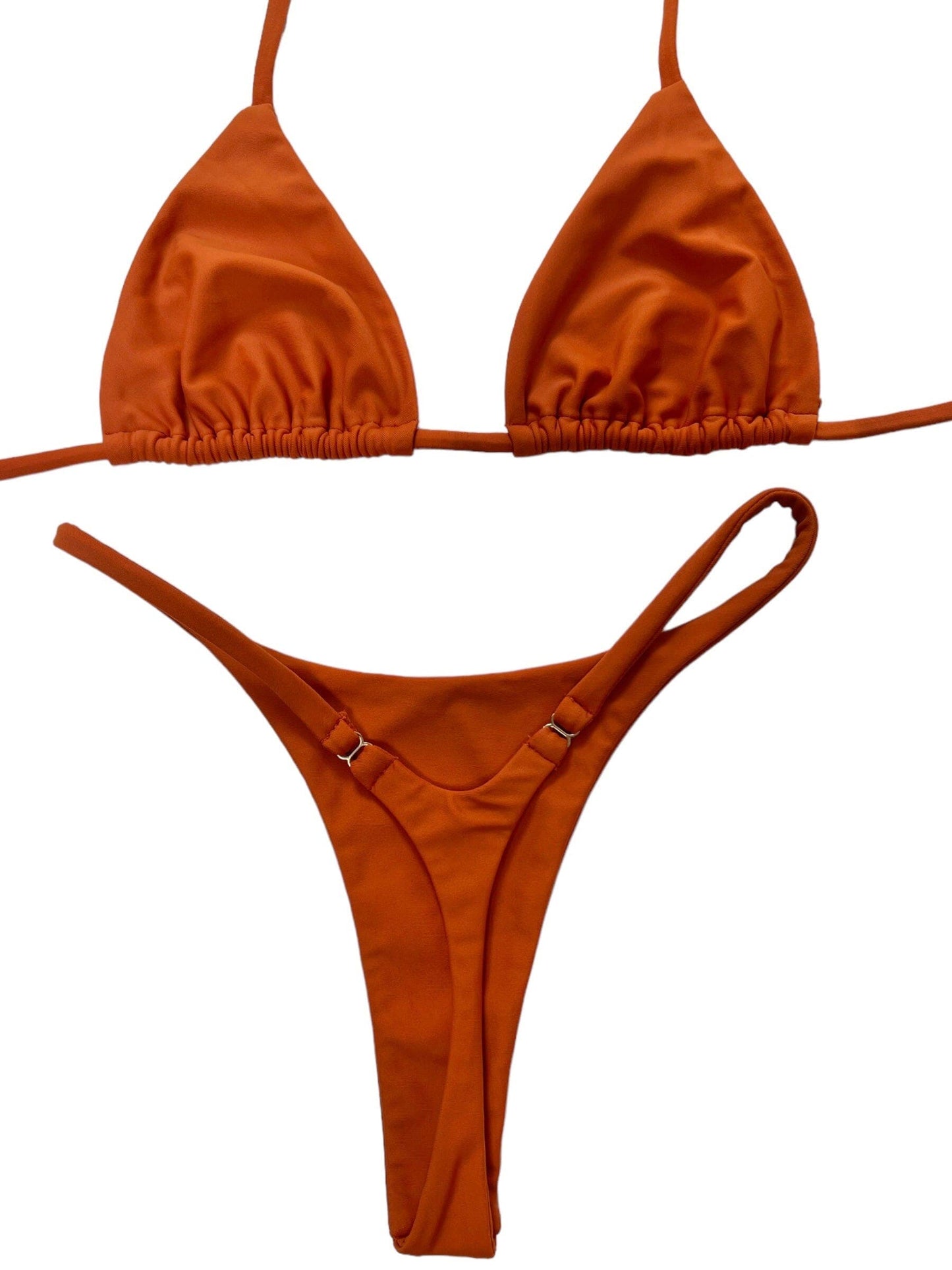 Berry Beachy Swimwear Apparel & Accessories > Clothing > Swimwear Orange / Extra Small / Extra Small Ginger Orange Seamless Triangle Top & Dipped Seamless Thong Bottom Bikini 2023 Ginger Orange Seamless Triangle Top G-String Thong Bikini