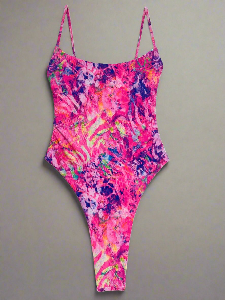 Berry Beachy Swimwear Apparel & Accessories > Clothing > Swimwear Pink / Extra Small Pink Fantasia Very Cheeky Thong One Piece Swimsuit 2024 Sexy Pink Fantasia Side Boob One Piece Cheeky Thong Swimsuit