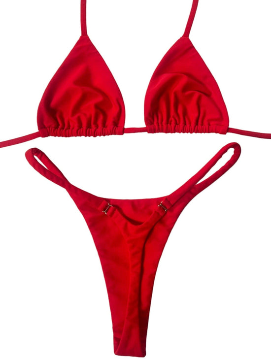 Berry Beachy Swimwear Apparel & Accessories > Clothing > Swimwear Red / Extra Small / XXS Red Seamless Triangle Top & Dipped Seamless Thong Bottom Bikini 2023 Sexy Red Grey Triangle Top G-String Thong Seamless Bikini