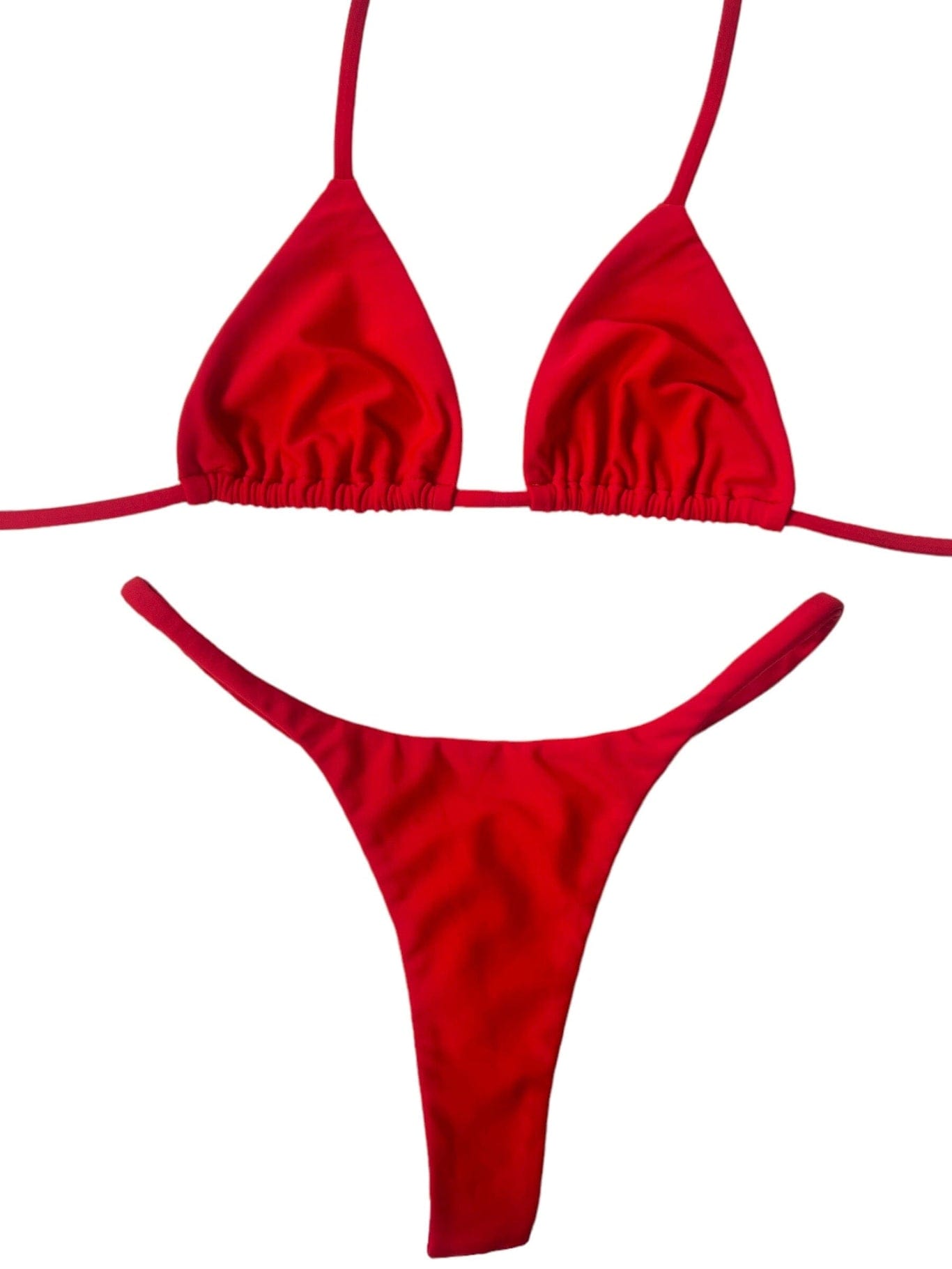 Berry Beachy Swimwear Apparel & Accessories > Clothing > Swimwear Red Seamless Triangle Top & Dipped Seamless Thong Bottom Bikini 2023 Sexy Red Grey Triangle Top G-String Thong Seamless Bikini