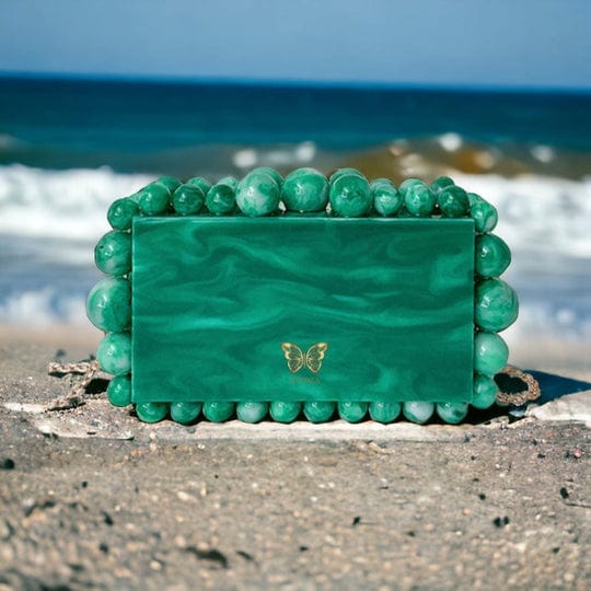 OlgaNikoza Green Kira Blue Acrylic Pearl Clutch Bag Kira Blue Acrylic Pearl Clutch Bag