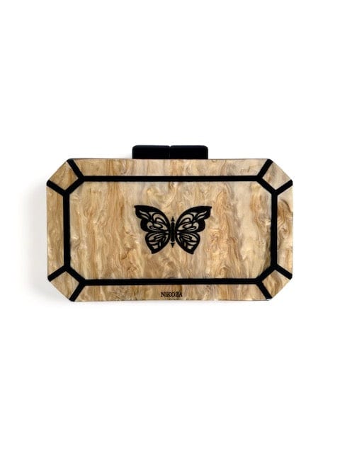 OlgaNikoza Karina Gold Acrylic Mother of Pearl Clutch Karina Gold Acrylic Mother of Pearl Clutch