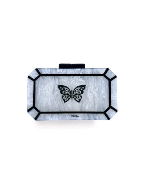 OlgaNikoza Karina White Acrylic Mother of Pearl Clutch Karina White Acrylic Mother of Pearl Clutch