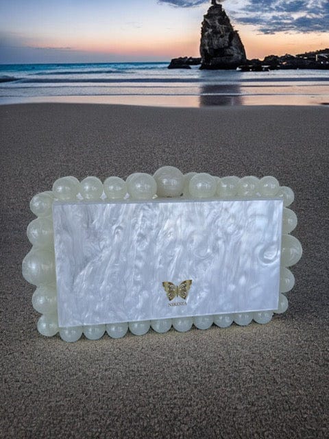 OlgaNikoza White Kira Black Acrylic Pearl Clutch Bag Kira Black Acrylic Pearl Clutch Bag