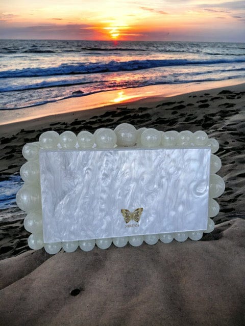 OlgaNikoza White Kira White Acrylic Pearl Clutch Bag Kira White Acrylic Pearl Clutch Bag