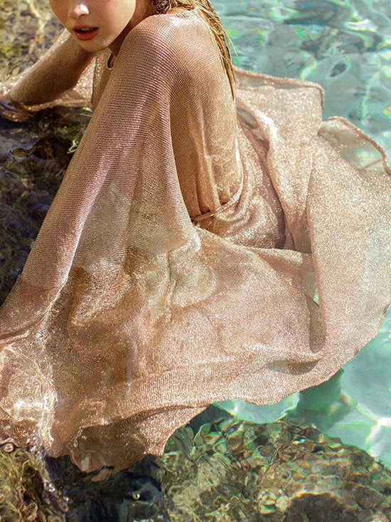 Sizzle Kiss Swimwear Apparel & Accessories > Clothing > Dresses Nude Sheer Long Beach Swimwear Bikini Cover Up Kimono 2023 Nude Tan Sheer Long Beach Bikini Swimsuit Swimwear Cover Up