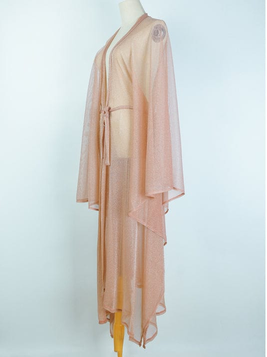 Sizzle Kiss Swimwear Apparel & Accessories > Clothing > Dresses Nude Sheer Long Beach Swimwear Bikini Cover Up Kimono 2023 Nude Tan Sheer Long Beach Bikini Swimsuit Swimwear Cover Up