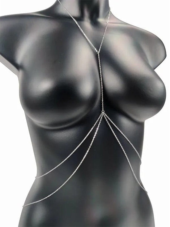 Sizzle Kiss Swimwear Apparel & Accessories > Jewelry > Body Jewelry Silver / One Size Sexy Fashion Silver Body Chain Necklace Jewelry 2023 Sexy Swimsuit Bikini Gold Body Chain Harness Jewelry