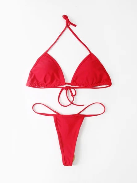 SoHot Swimwear Apparel & Accessories > Clothing > Swimwear Red / M/L Sexy White Fashion High Waist Micro Thong G-String Bikini (Black or Red Available) 2023 Sexy Designer Black White Red Micro Thong G-String Bikini