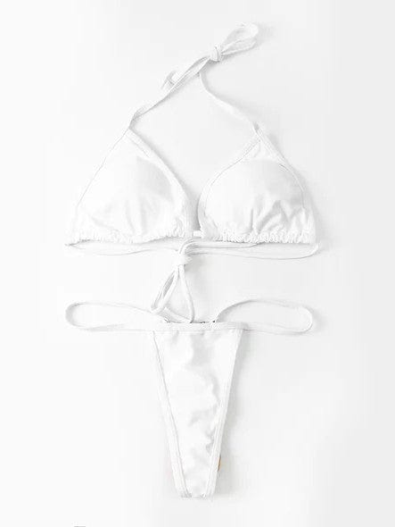 SoHot Swimwear Apparel & Accessories > Clothing > Swimwear White / M/L Sexy White Fashion High Waist Micro Thong G-String Bikini (Black or Red Available) 2023 Sexy Designer Black White Red Micro Thong G-String Bikini