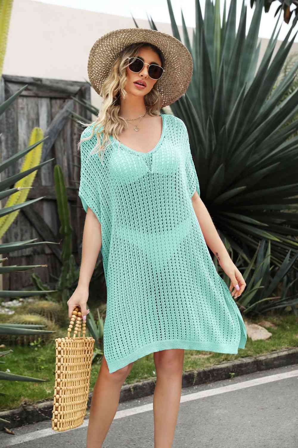 Trendsi Apparel & Accessories > Clothing > Dresses Openwork Side Slit Cover-Up Dress