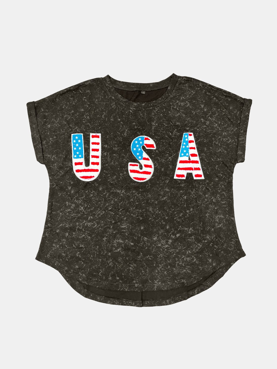 Trendsi Apparel & Accessories > Clothing > Pants Black / S White USA American Flag Print Round Neck Short Sleeve Women's Casual T-Shirt