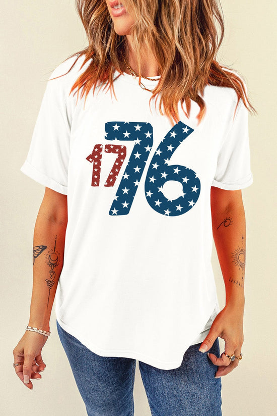 Trendsi Apparel & Accessories > Clothing > Pants White / S USA American 1776 Round Neck Short Sleeve Women's T-Shirt 2024 USA American 1776 Round Neck Short Sleeve Women's T-Shirt