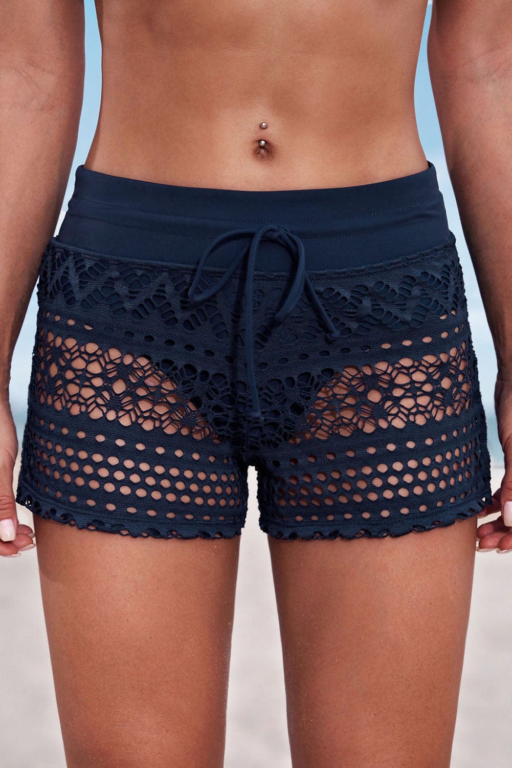 Trendsi Apparel & Accessories > Clothing > Swimwear Blue / S Full Size Drawstring Waist Swim Shorts