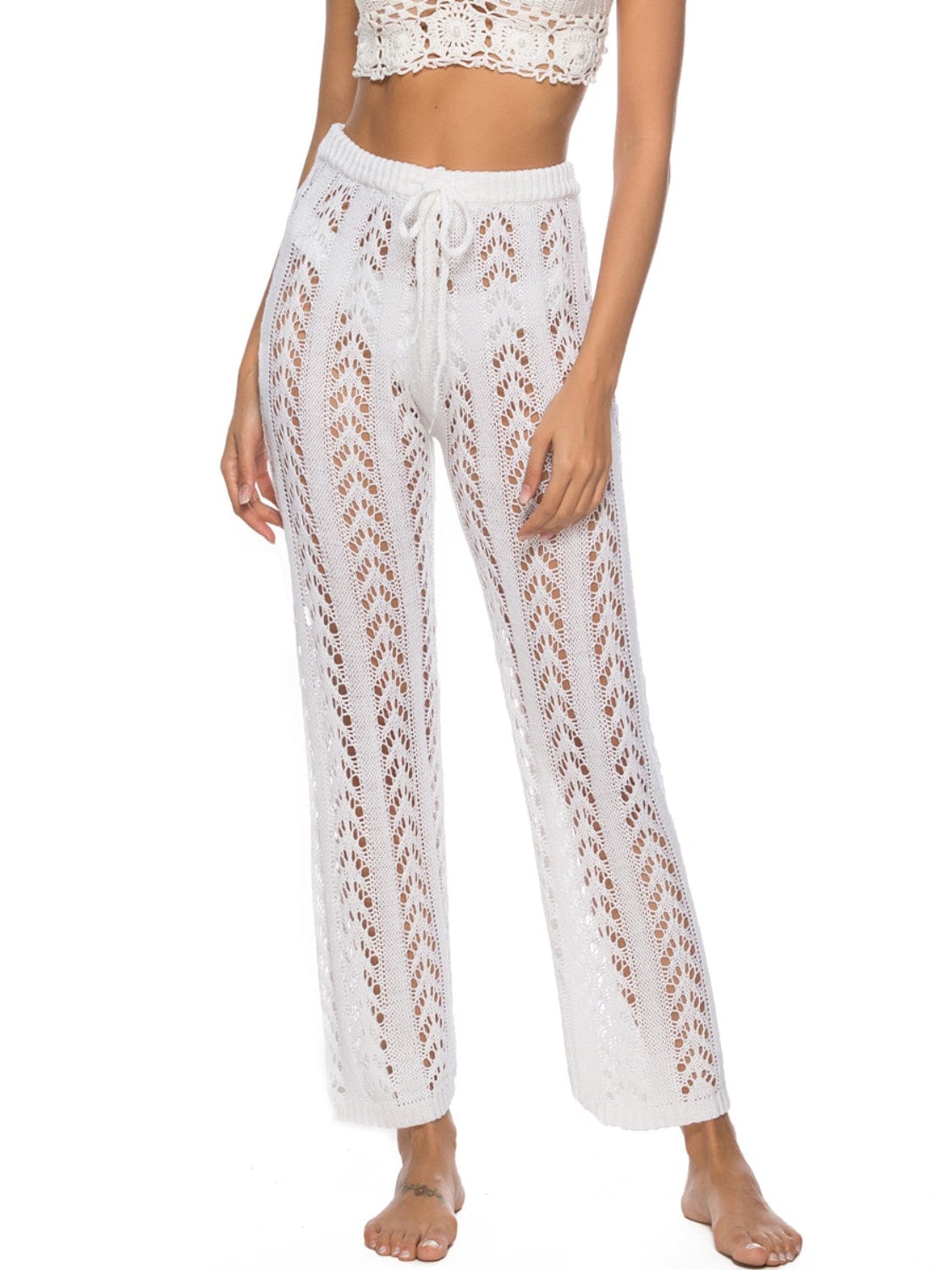 Trendsi Apparel & Accessories > Clothing > Swimwear Cutout Drawstring High Waist Swim Pants