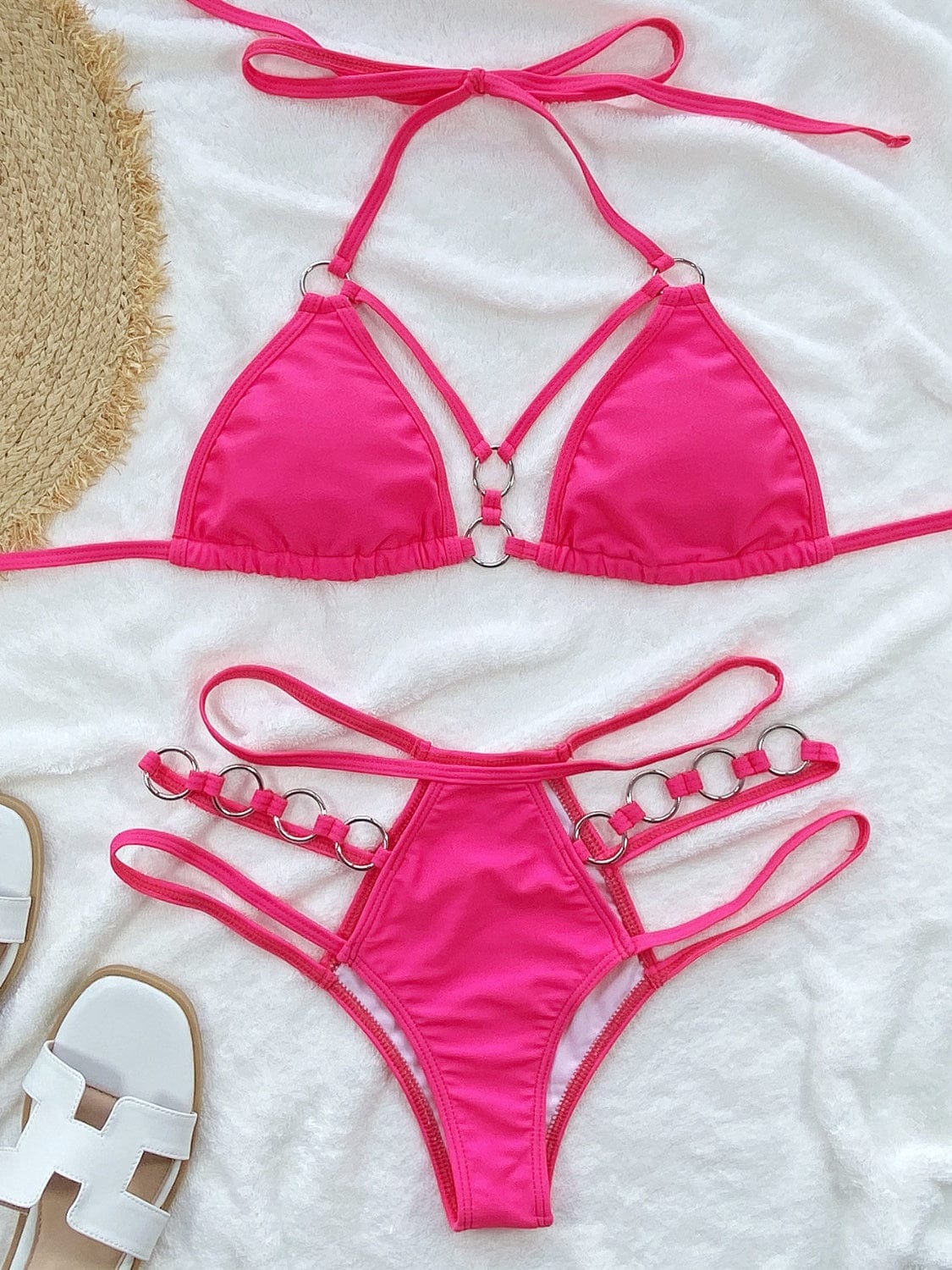 Trendsi Apparel & Accessories > Clothing > Swimwear Cutout Halter Neck Two-Piece Bikini Set 2024 Cutout Halter Neck Two-Piece Bikini Set