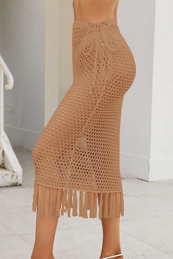 Trendsi Apparel & Accessories > Clothing > Swimwear Fringe Openwork High Waist Swim Skirt