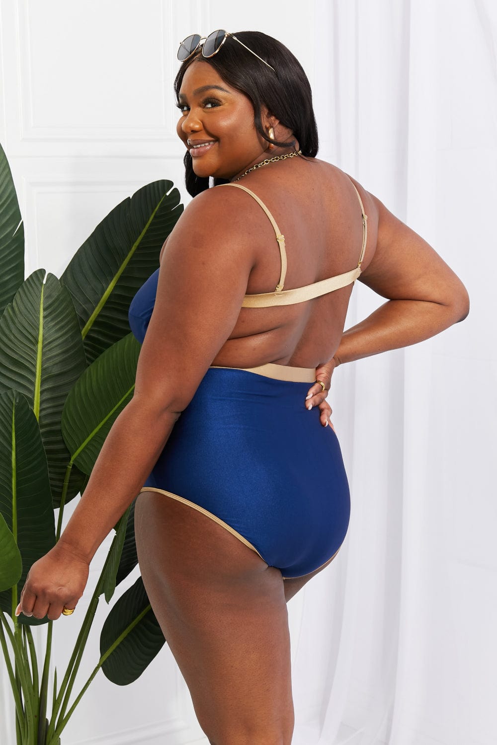 Trendsi Apparel & Accessories > Clothing > Swimwear Marina West Swim Wave Break Contrast Trim One-Piece