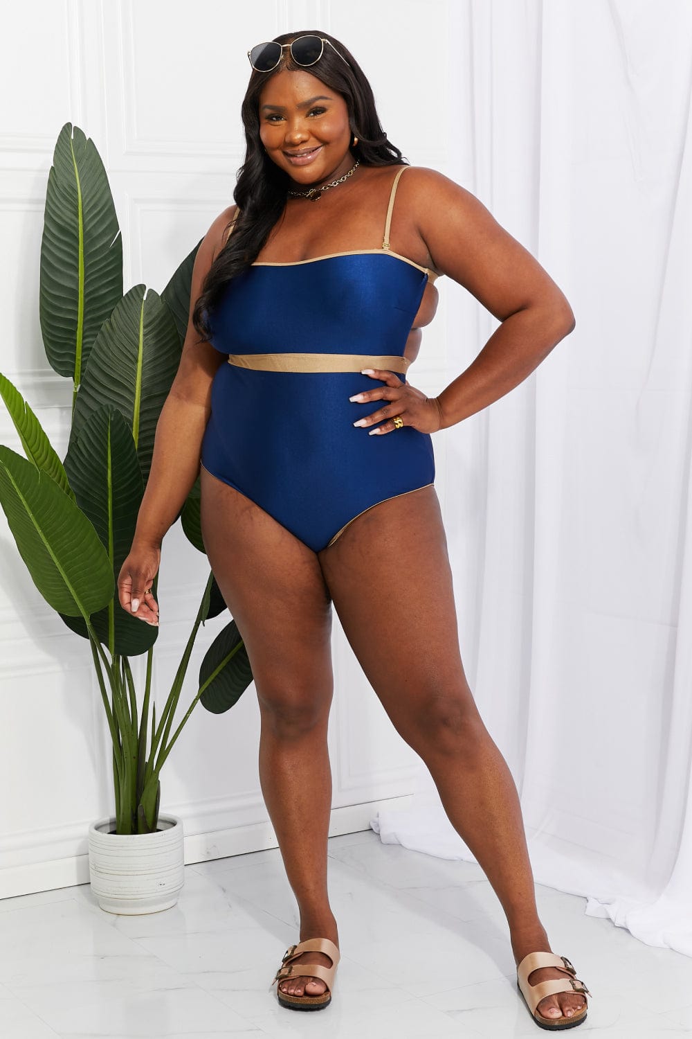 Trendsi Apparel & Accessories > Clothing > Swimwear Marina West Swim Wave Break Contrast Trim One-Piece