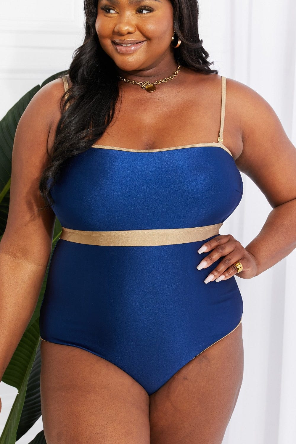 Trendsi Apparel & Accessories > Clothing > Swimwear Marina West Swim Wave Break Contrast Trim One-Piece