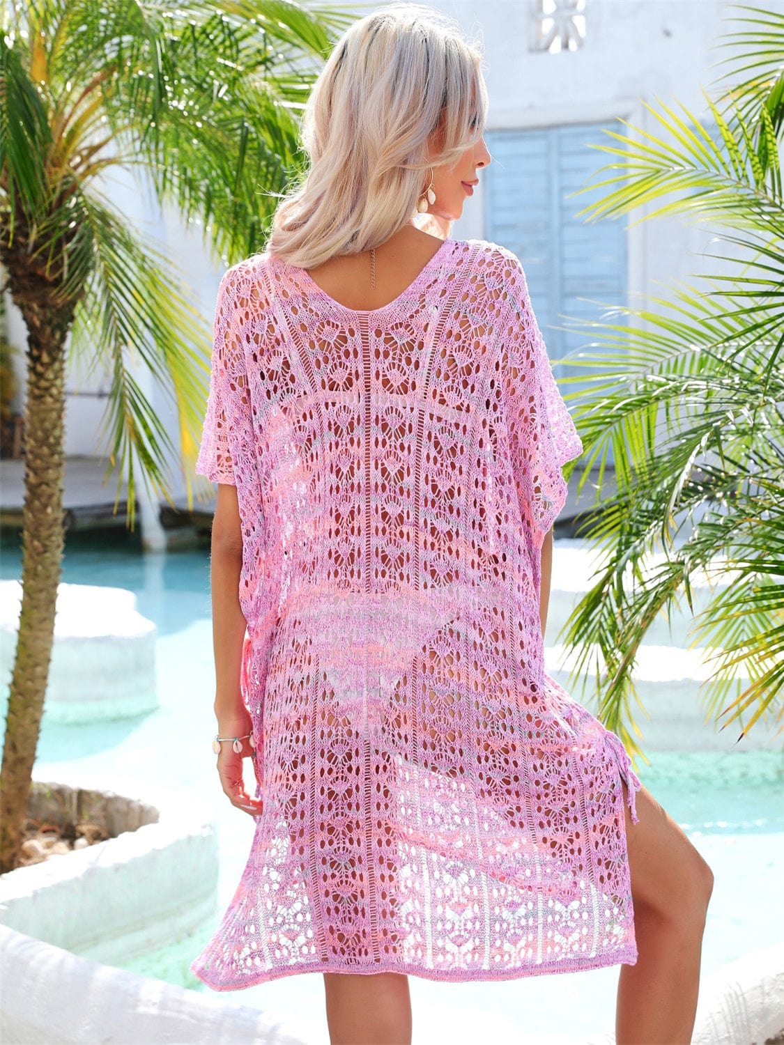 Trendsi Apparel & Accessories > Clothing > Swimwear Slit Openwork V-Neck Cover Up