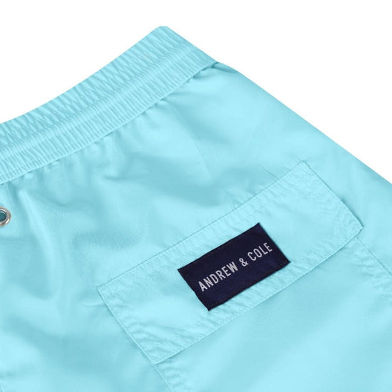 Andrew & Cole Apparel & Accessories > Clothing > Swimwear Men's Light Blue Swim Trunk Shorts 2023 Andrew & Cole Men's Designer Light Blue Swim Trunks Shorts