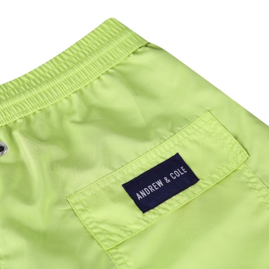 Andrew & Cole Apparel & Accessories > Clothing > Swimwear Men's Lime Green Swim Trunk Shorts 2023 Andrew & Cole Men's Designer Lime Green Swim Trunks Shorts