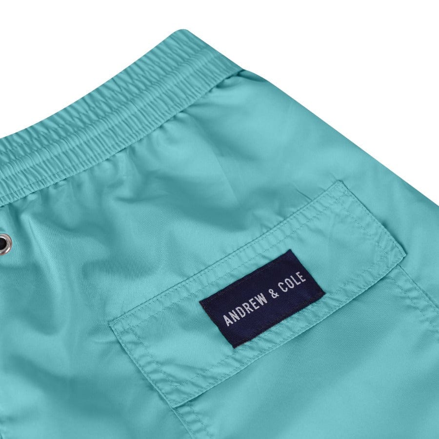 Andrew & Cole Apparel & Accessories > Clothing > Swimwear Men's Petrol Blue Swim Trunk Shorts 2023 Andrew Cole Men's Designer Petrol Blue Swim Trunks Shorts