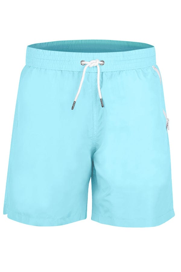 Andrew & Cole Apparel & Accessories > Clothing > Swimwear Small / Blue Men's Light Blue Swim Trunk Shorts 2023 Andrew & Cole Men's Designer Light Blue Swim Trunks Shorts