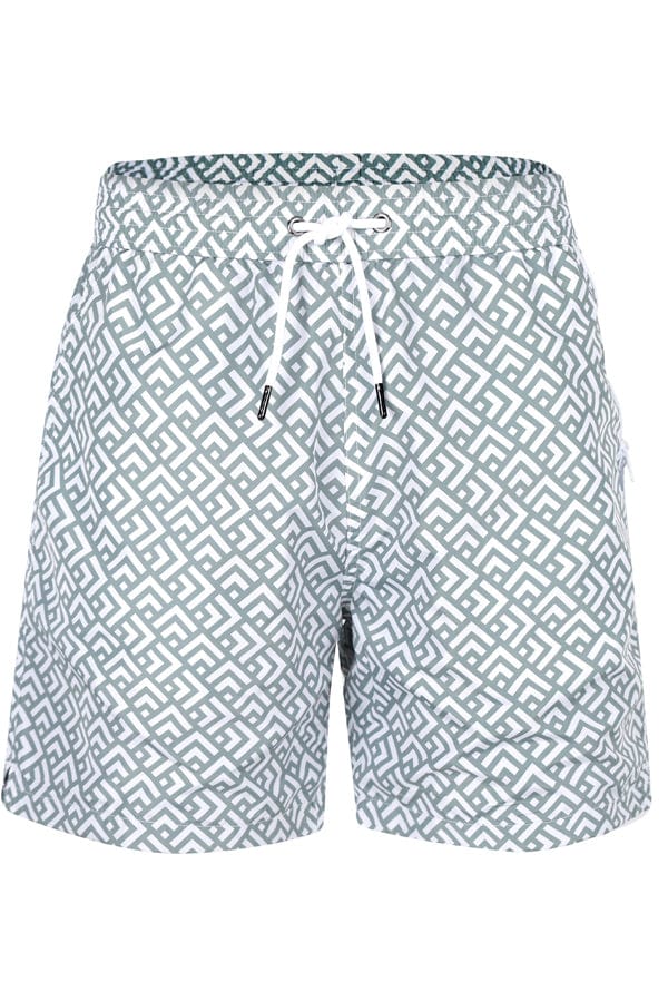 Andrew & Cole Apparel & Accessories > Clothing > Swimwear Small / Green Men's Rivea Olive Green Print Swim Trunk Shorts 2023 Andrew & Cole Men's Designer Rivea Olive Green Swim Trunks