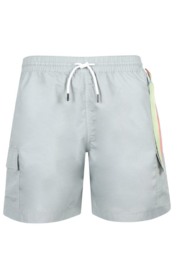 Andrew & Cole Apparel & Accessories > Clothing > Swimwear Small / Grey Men's Grey Cargo Swim Trunk Shorts 2023 Andrew & Cole Men's Designer Gray Cargo Swim Trunks Shorts