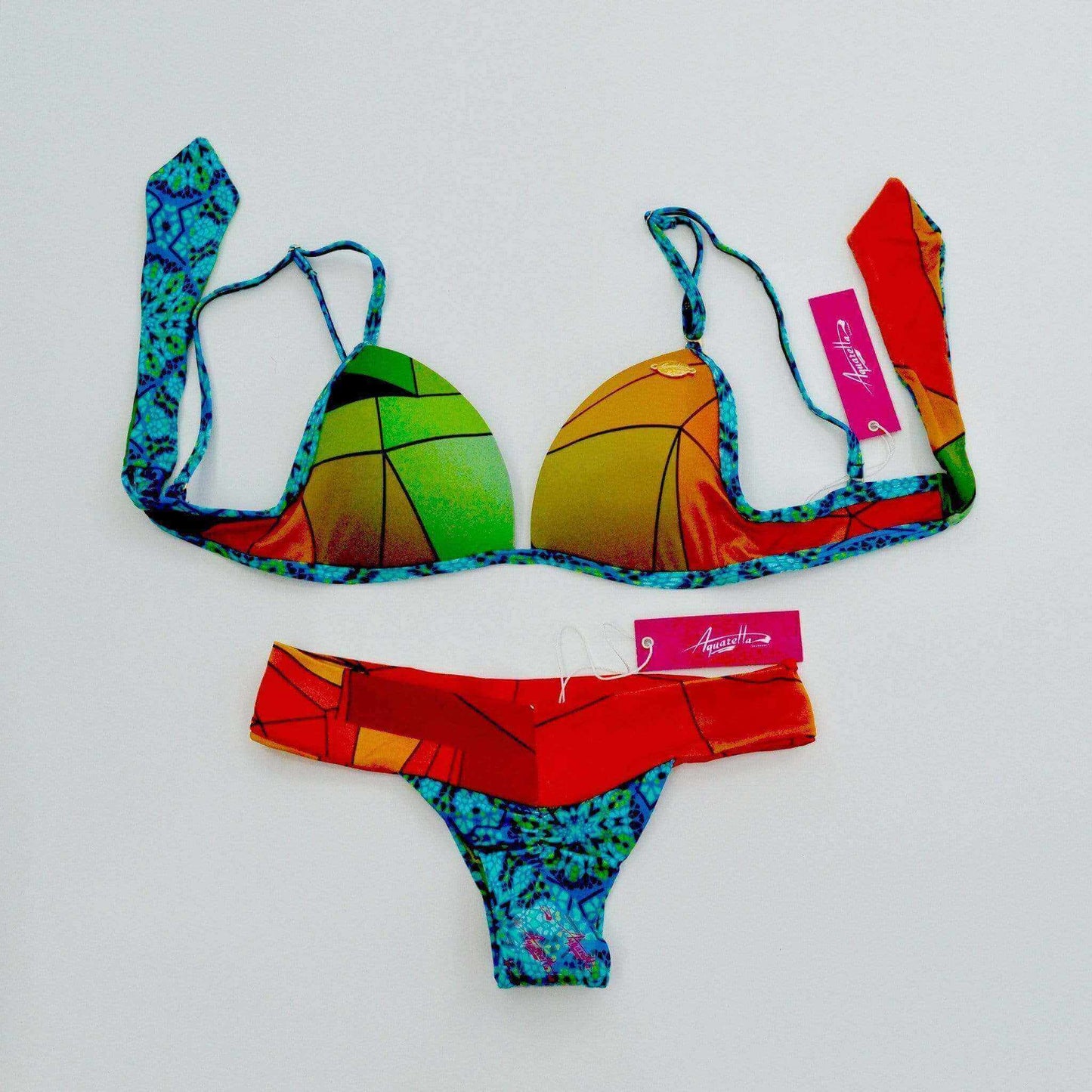 Aquarella Apparel & Accessories > Clothing > Swimwear medium / Print Aquarella Unmatchable Fixed Triangle & Reversible Bottom Bikini Aquarella Unmatchable Fixed Triangle Reversible Anatomic Thong Bottom