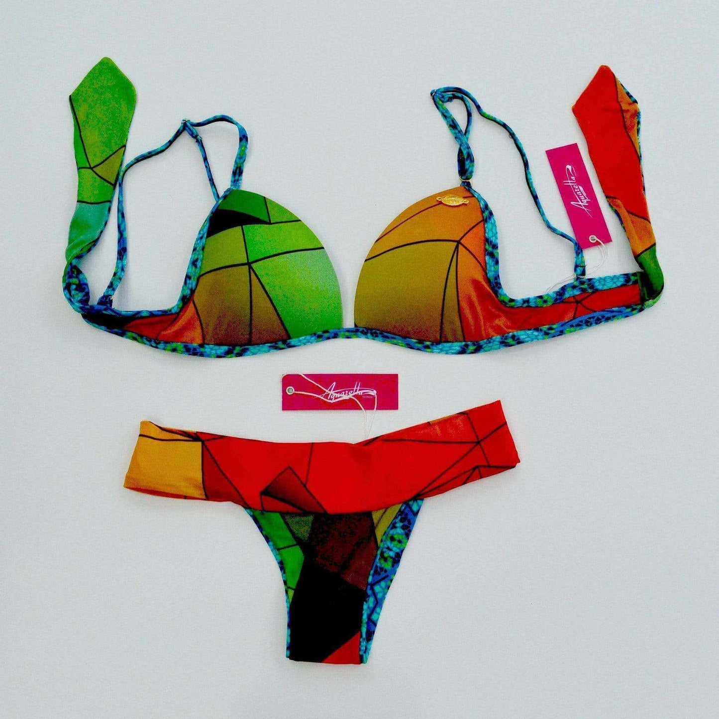 Aquarella Apparel & Accessories > Clothing > Swimwear medium / Print Aquarella Unmatchable Fixed Triangle & Reversible Bottom Bikini Aquarella Unmatchable Fixed Triangle Reversible Anatomic Thong Bottom