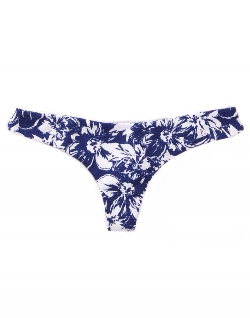 Beach Bunny Apparel & Accessories > Clothing > Swimwear Beach Bunny Basics Blue Floral Highneck Halter Top & Very Cheeky Tanga Bottom Bikini Swimwear Set