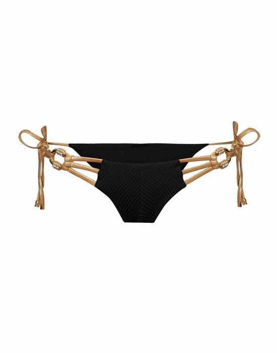 Beach Bunny Apparel & Accessories > Clothing > Swimwear Beach Bunny Black Madagascar Glam Triangle Top & Madagascar Glam Tie Side Bottom Bikini Swimwear Set