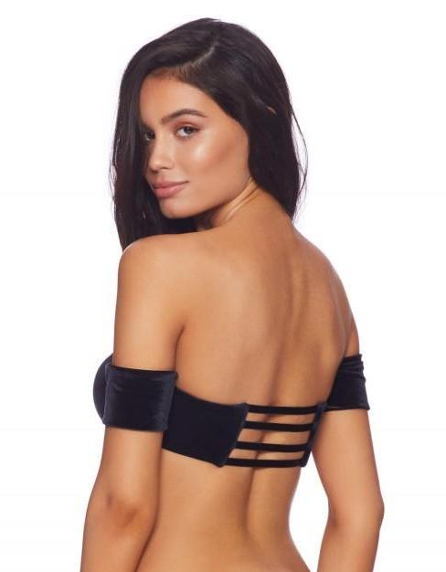 Beach Bunny Apparel & Accessories > Clothing > Swimwear Beach Bunny Renegade Black Velvet Off Shoulder Top & Sydney Tango Thong Bottom Bikini Swimwear