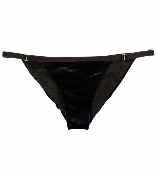 Beach Bunny Apparel & Accessories > Clothing > Swimwear Large / Medium / Black Beach Bunny Black Velvet Larson High Apex Top & London Skimpy Bottom Bikini Swimwear Beach Bunny Black Velvet Larson High Apex Top & London Skimpy Bottom