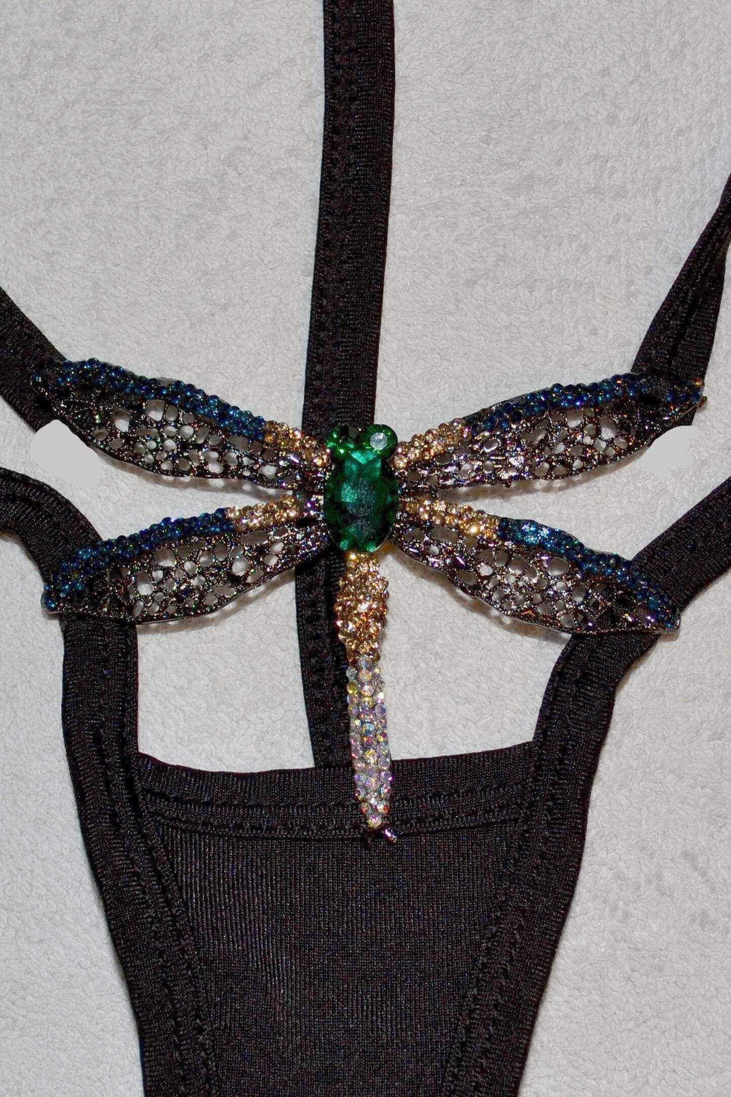 Elegant Moments Apparel & Accessories > Clothing > Swimwear One Size / Black Black w/ Jeweled Firefly Extreme Micro Triangle Top & G-String Thong Bikini Black Jewel Firefly Elegant Moments 82223 Micro G-String Thong Bikini