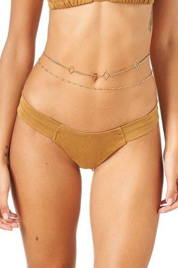 Montce Swimwear Apparel & Accessories > Clothing > Swimwear Medium / Nude Montce Swim Tan Faux Suede Uno Swimsuit Swimwear Bottom