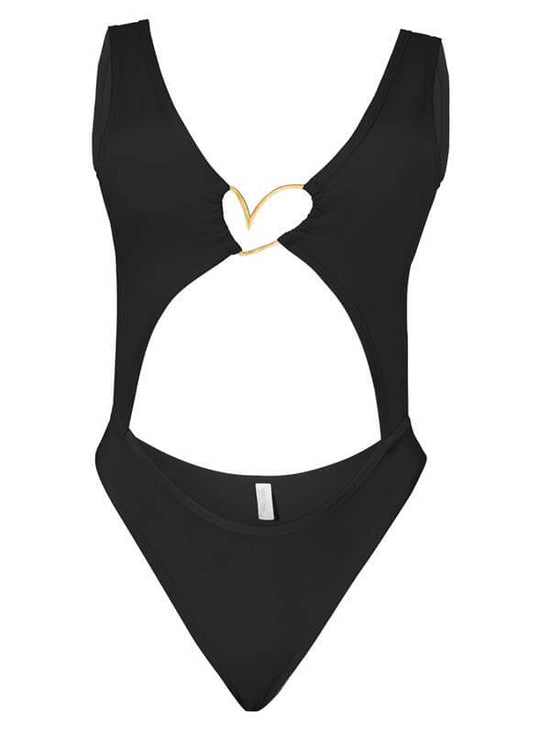 Montoya Apparel & Accessories > Clothing > One Pieces > Jumpsuits & Rompers Liliana Montoya Trikini Azalea Shiny Black One Piece Bikini