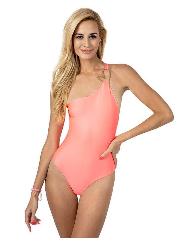 Montoya Apparel & Accessories > Clothing > One Pieces > Jumpsuits & Rompers Small / Orange Liliana Montoya Bond Gold One Piece Swimsuit Liliana Montoya Bond Gold Monokini Designer One Piece Swimsuit T007/G