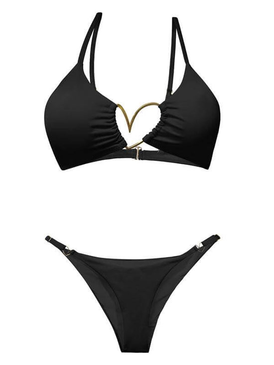 Montoya Apparel & Accessories > Clothing > Swimwear Liliana Montoya Bikini Camelia Black Shiny Top Bikini Swimwear Separate Liliana Montoya Black Bikini Heart Shiny Top Bikini Swimwear Se