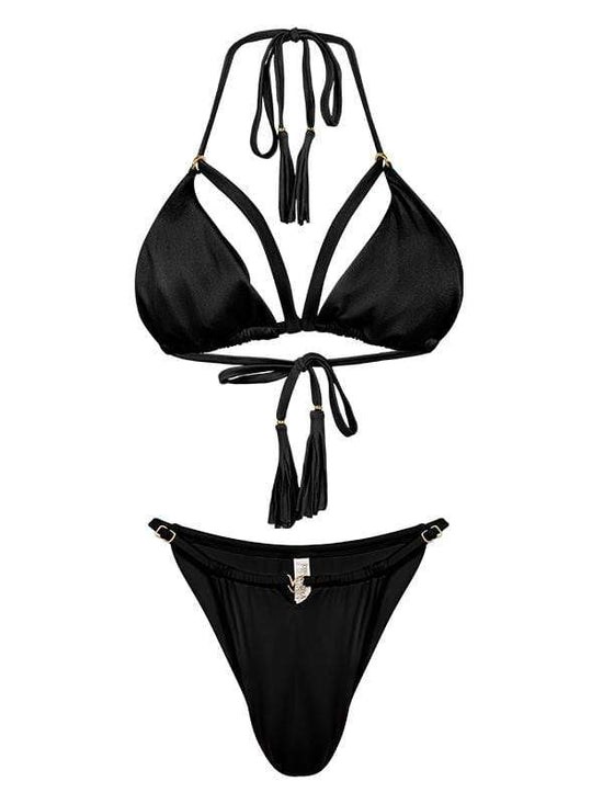 Montoya Apparel & Accessories > Clothing > Swimwear Liliana Montoya Black Shell Triangle Top & Cheeky Bottom Bikini Liliana Montoya Black Shell Triangle Cheeky Bottom Bikini B005/P005/B