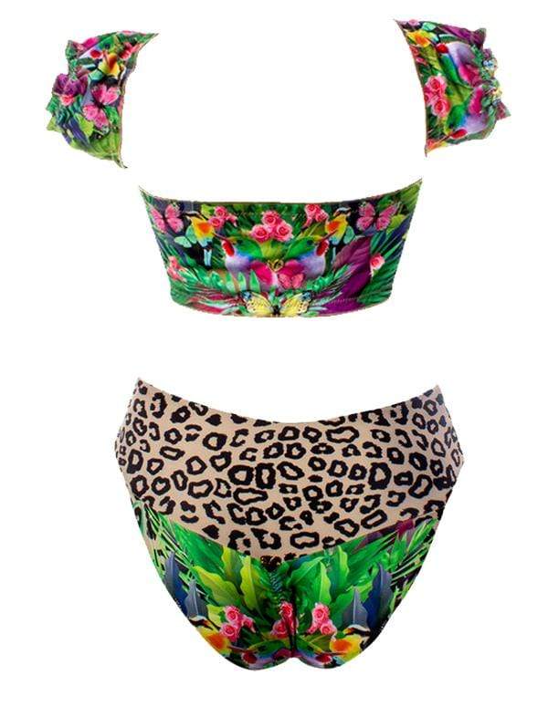 Montoya Apparel & Accessories > Clothing > Swimwear Liliana Montoya GAiA Amazonia Jaguar Puffed Short Sleeve Bandeau & Cheeky Bottom Set 2021 Liliana Montoya GAiA Amazonia Jaguar Bandeau Cheeky Bottom Bikini