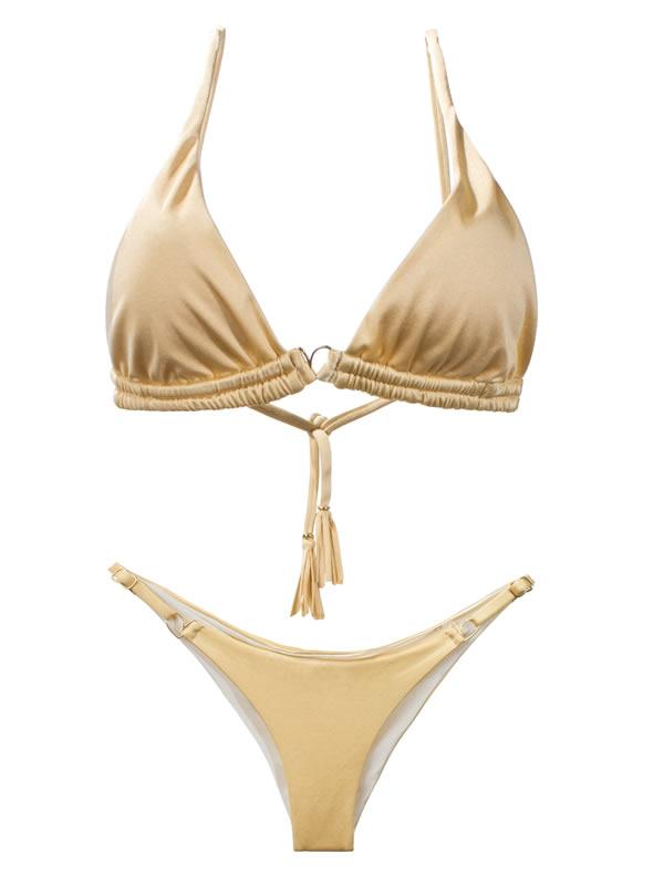 Montoya Apparel & Accessories > Clothing > Swimwear Liliana Montoya Gold Bikini Marinera Top Double Straps Bottom Bikini Swimwear Separate