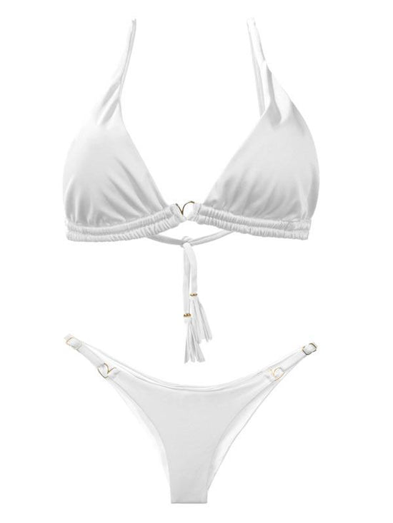 Montoya Apparel & Accessories > Clothing > Swimwear Liliana Montoya Shiny White Bikini Marinera Double Straps Bottom Bikini Swimwear Separate