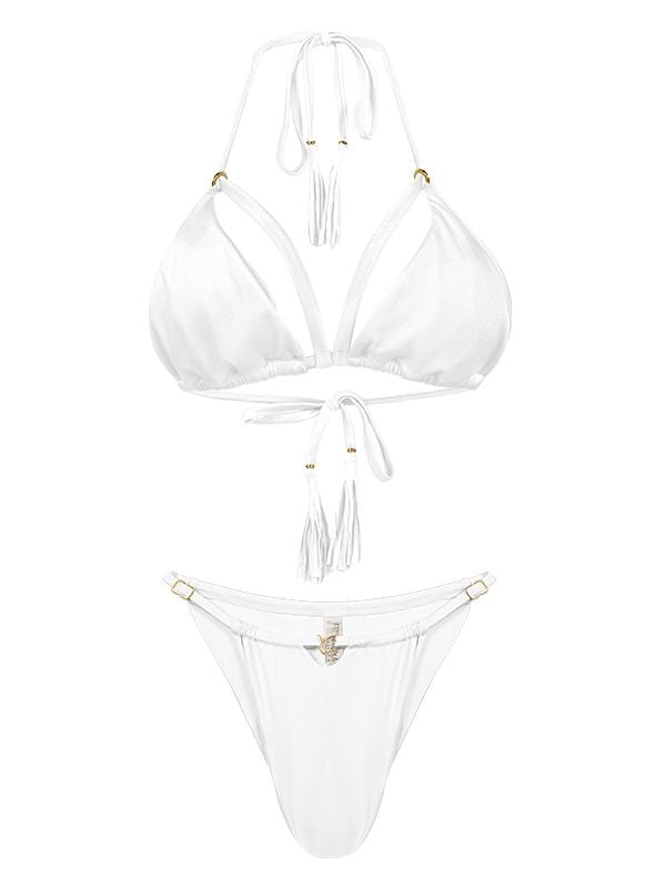 Montoya Apparel & Accessories > Clothing > Swimwear Liliana Montoya White Shell Triangle Top & Cheeky Bottom Bikini Liliana Montoya White Shell Triangle Cheeky Bottom Bikini B005/P005/B