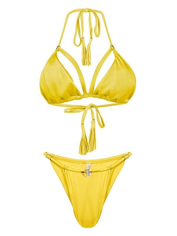 Montoya Apparel & Accessories > Clothing > Swimwear Liliana Montoya Yellow Shell Triangle Top & Cheeky Bottom Bikini Liliana Montoya Yellow Shell Triangle Cheeky Bottom Bikini B005/P005/Y