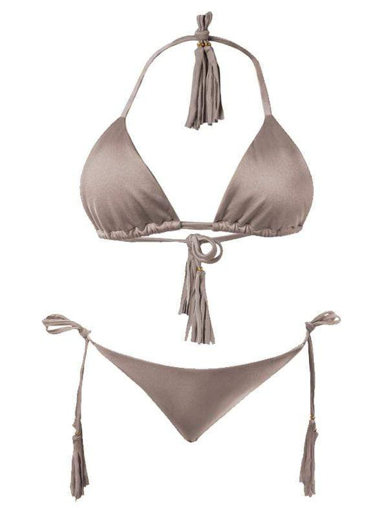 Montoya Apparel & Accessories > Clothing > Swimwear Small / Small / Gray Liliana Montoya GAiA Tortuga Triangle Top & Side Tie Cheeky Bottom Set